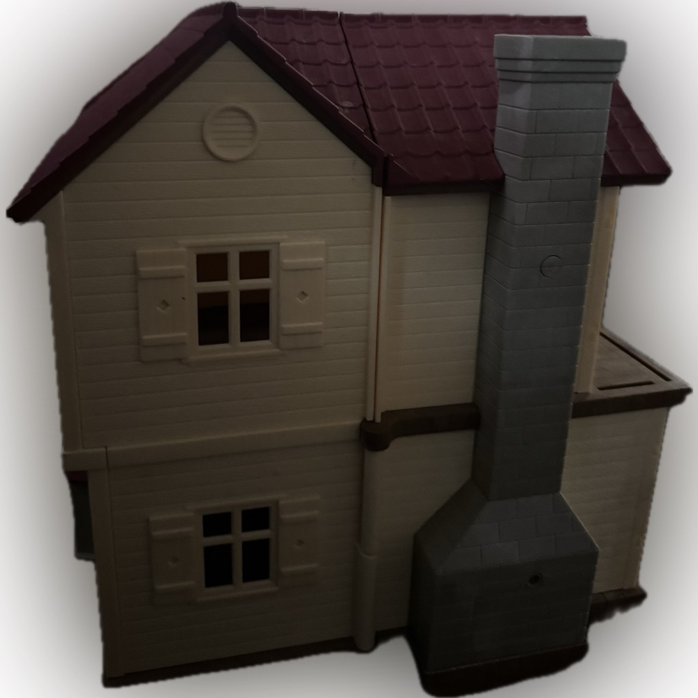 Tan & Burgundy Two-Story Dollhouse - Picture 4 of 5